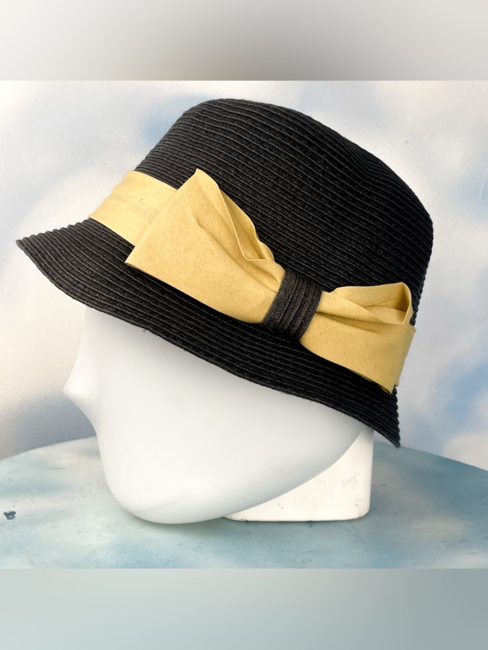 Angela & William woven paper straw cloche hat